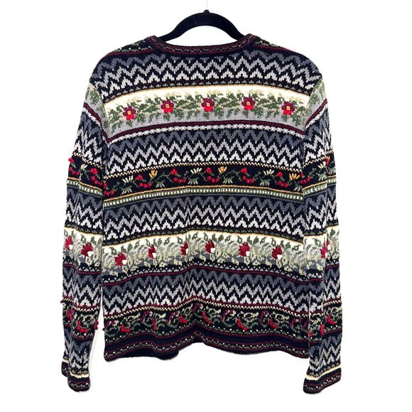 VTG Talbots 3D Knit Cardigan Sweater Cottagecore - M - Picture 2 of 8